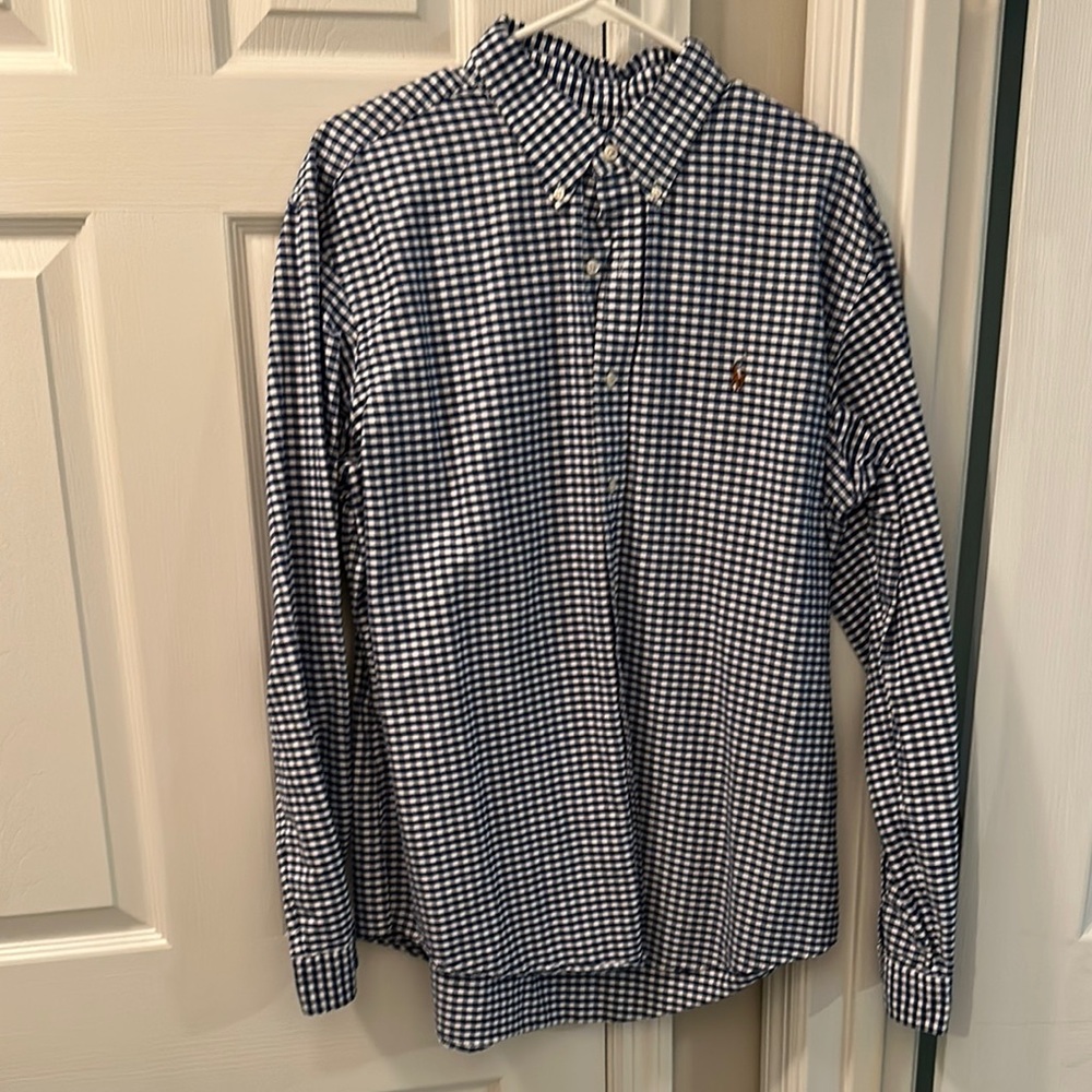 Polo by Ralph Lauren Blue and White Gingham Casual Shirt
